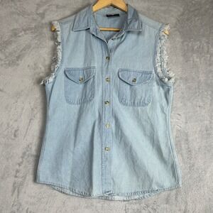Biker Design Denim Vest S Motorcycle Daytona Beach Moto Grunge Y2K Vintage‎